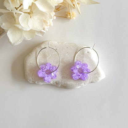 Glitter Flower Hoops