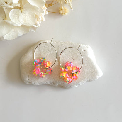 Glitter Flower Hoops