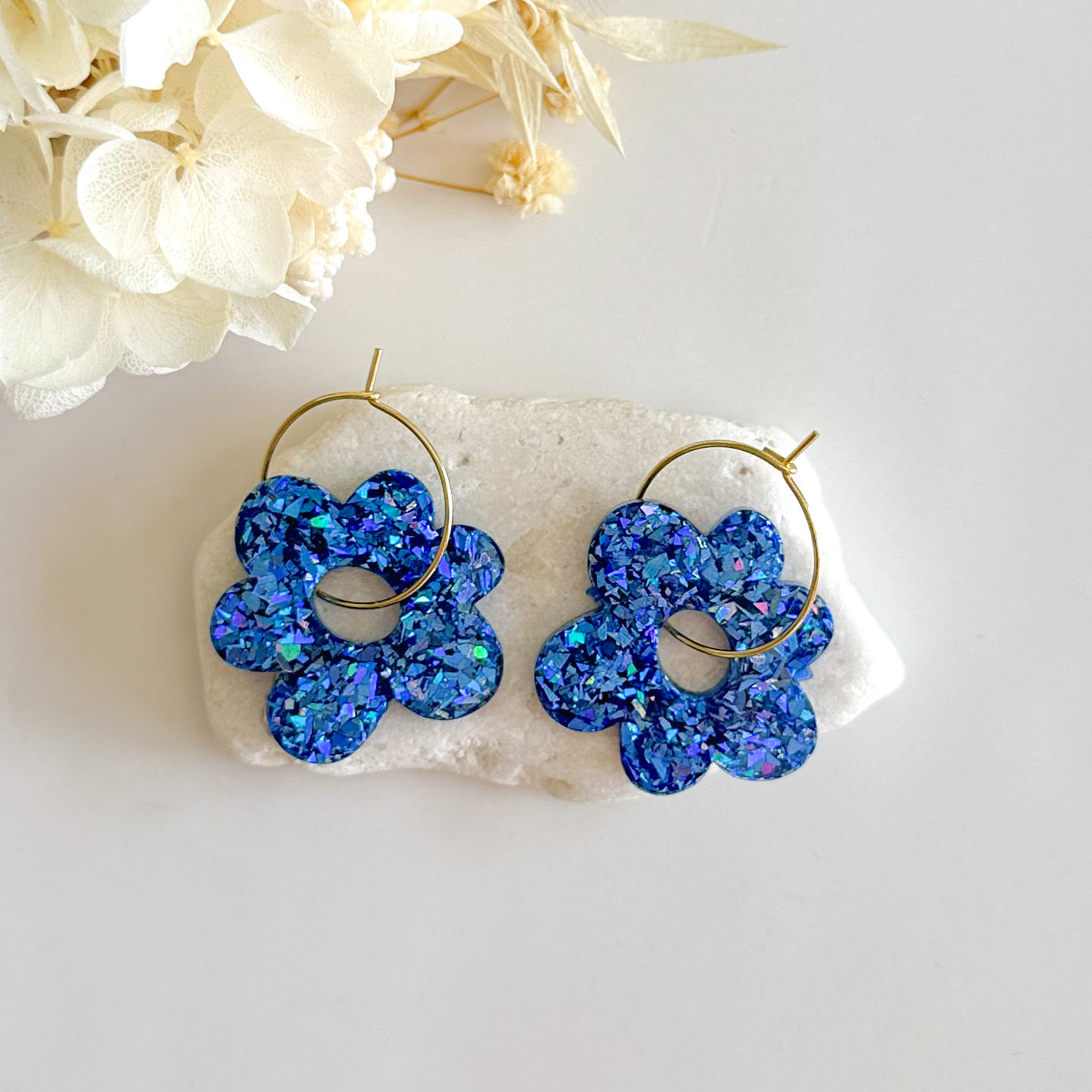 Glitter Flower Hoops