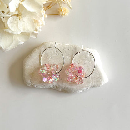 Glitter Flower Hoops