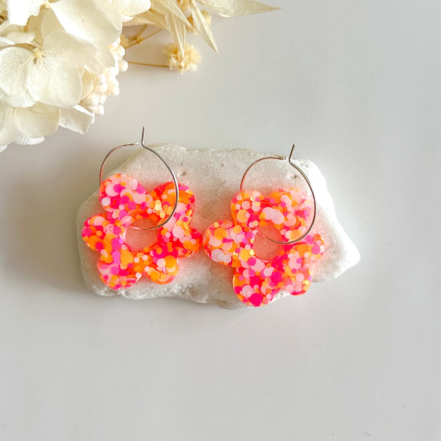 Glitter Flower Hoops