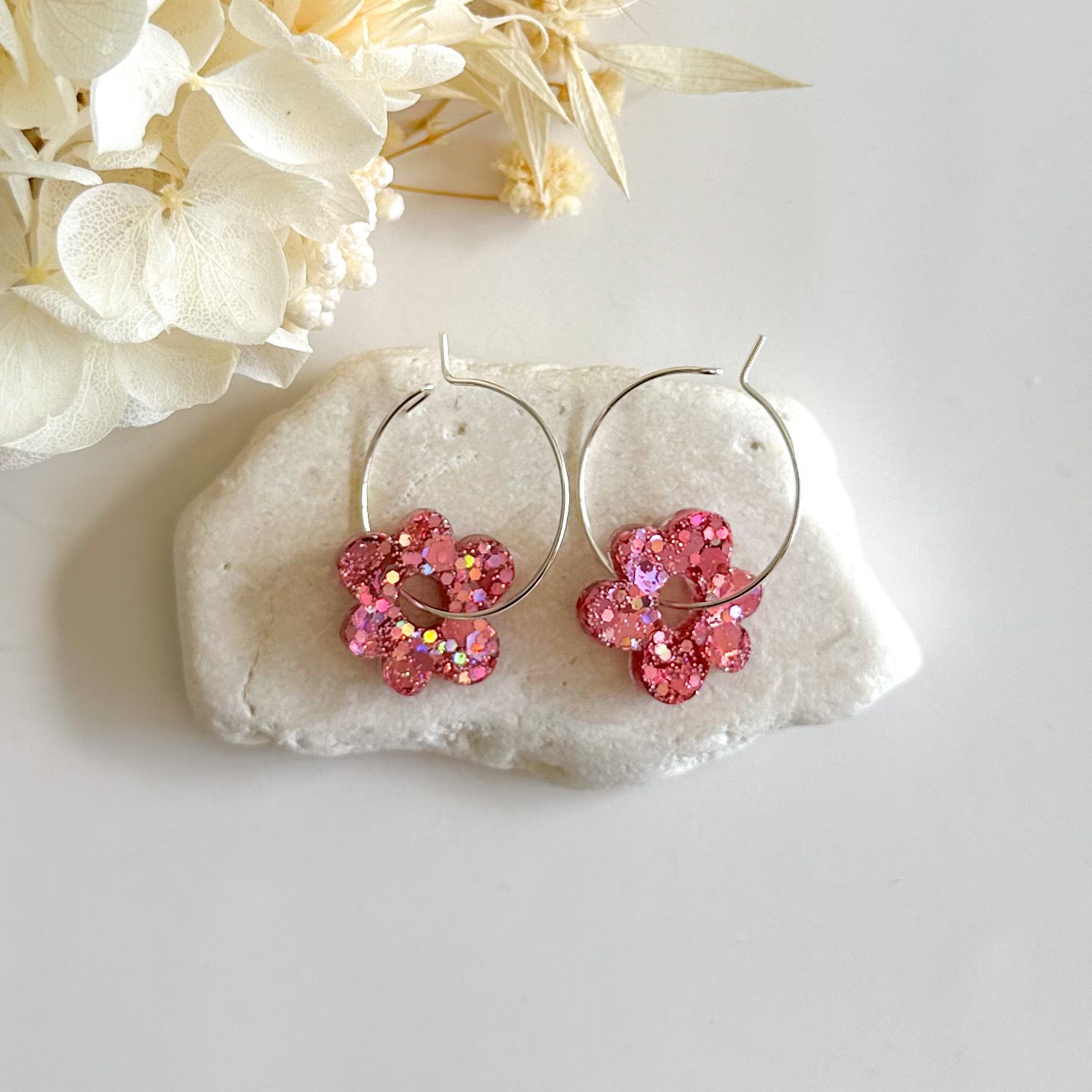 Glitter Flower Hoops