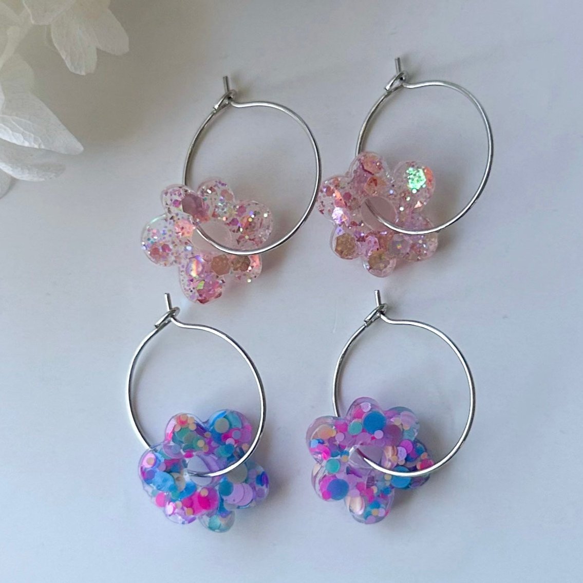 Glitter Flower Hoops