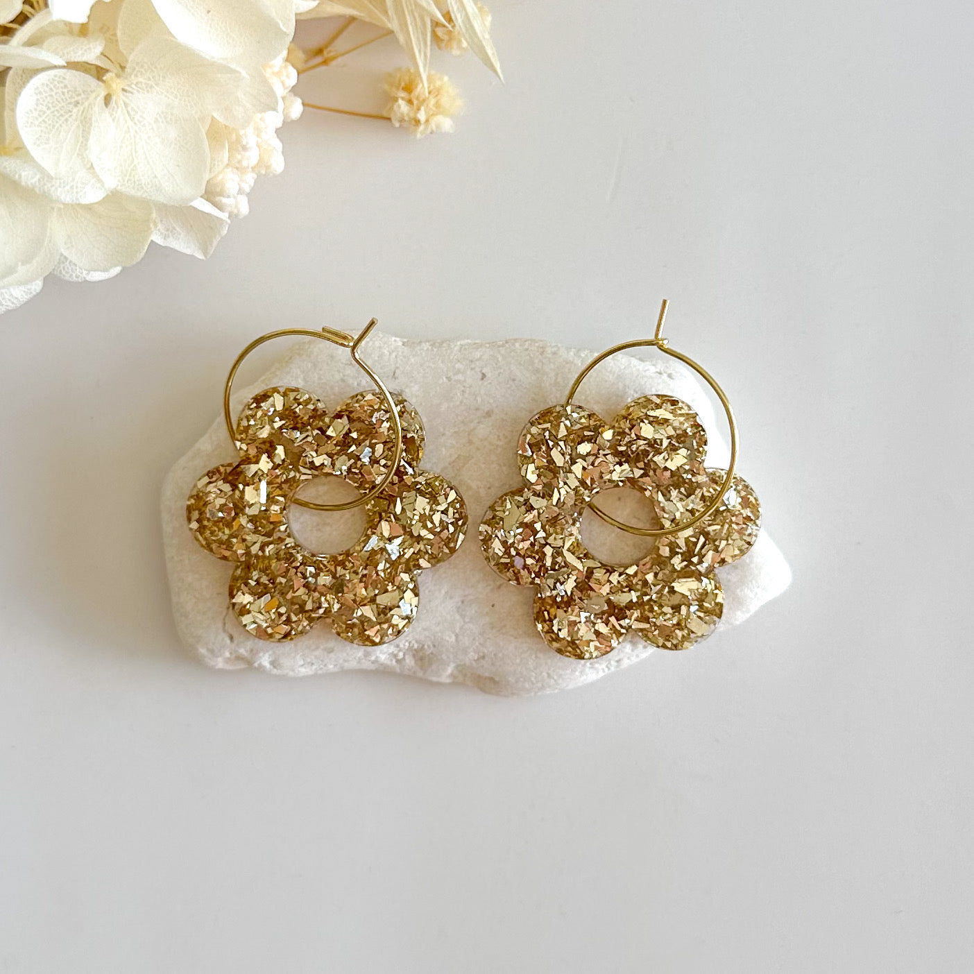 Glitter Flower Hoops