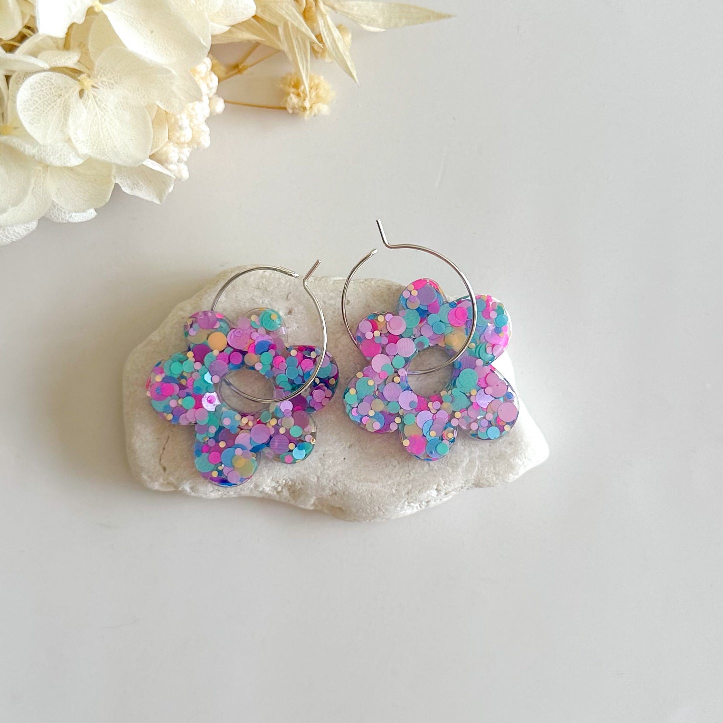 Glitter Flower Hoops