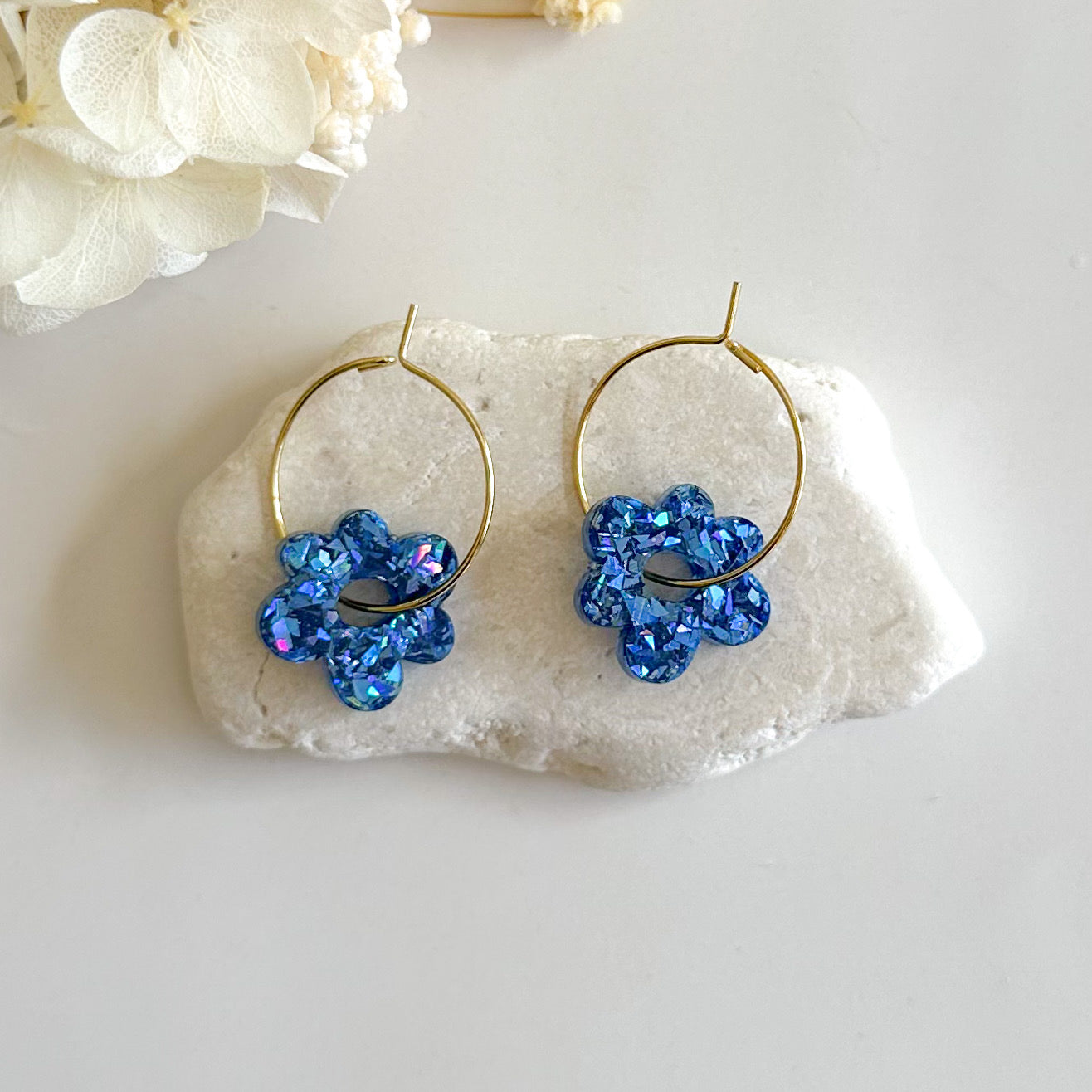 Glitter Flower Hoops