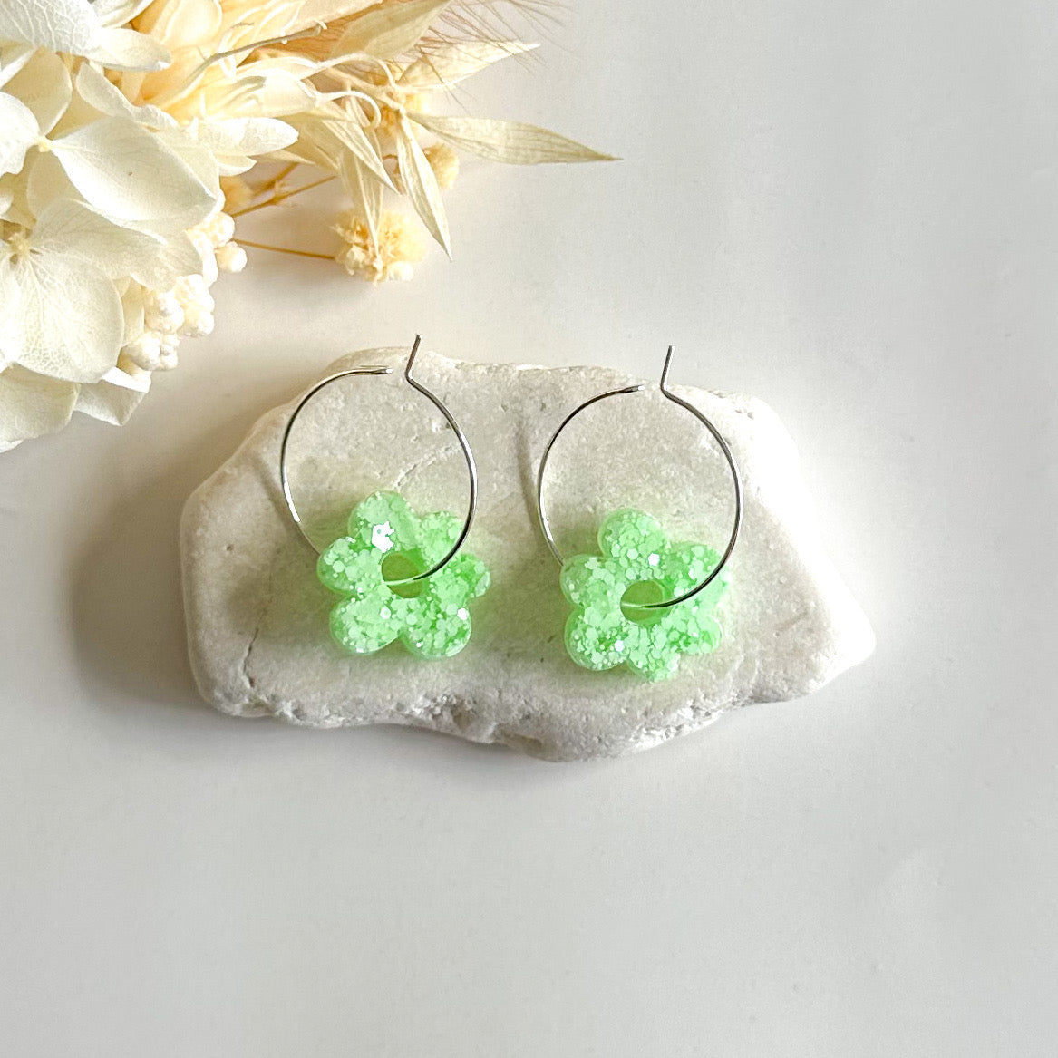 Glitter Flower Hoops