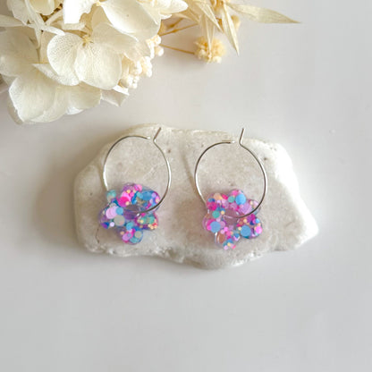 Glitter Flower Hoops