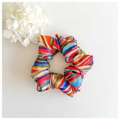 Bright Stripe Satin Scrunchie