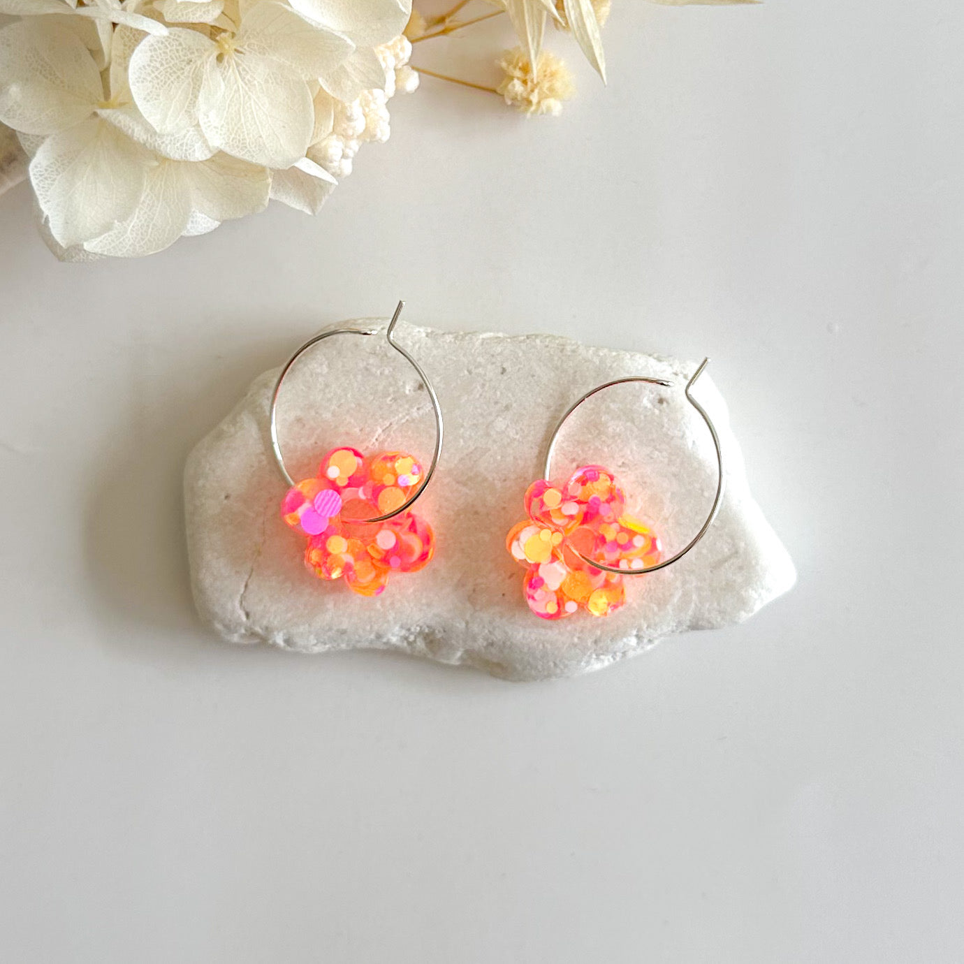 Glitter Flower Hoops