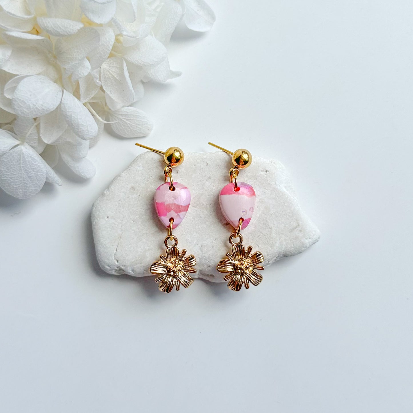 Pretty in Pink- Long Flower Dangles