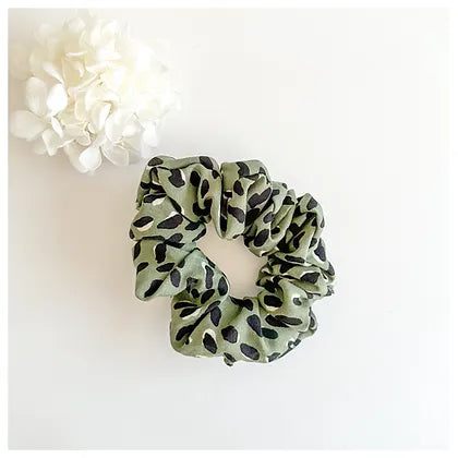 Olive & Black Spot Scrunchie